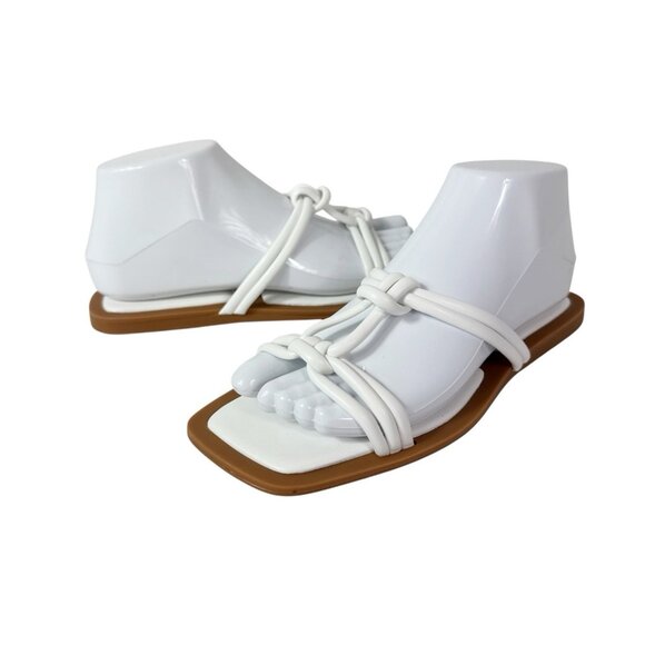 Azalea Wang Women's 7 Stetson White Slip On Square Toe Knot Sandals New 0179 - Picture 1 of 14